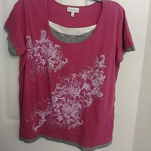 Cute fuschia layered look tee